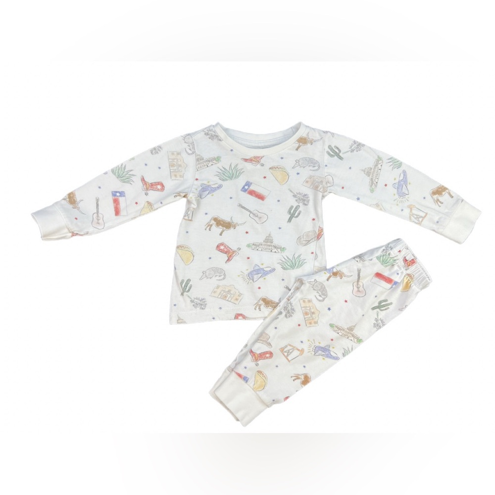 NOLA TAWK Baby 2 Pc Texas Print Long Sleeve Pajama Set- 6M